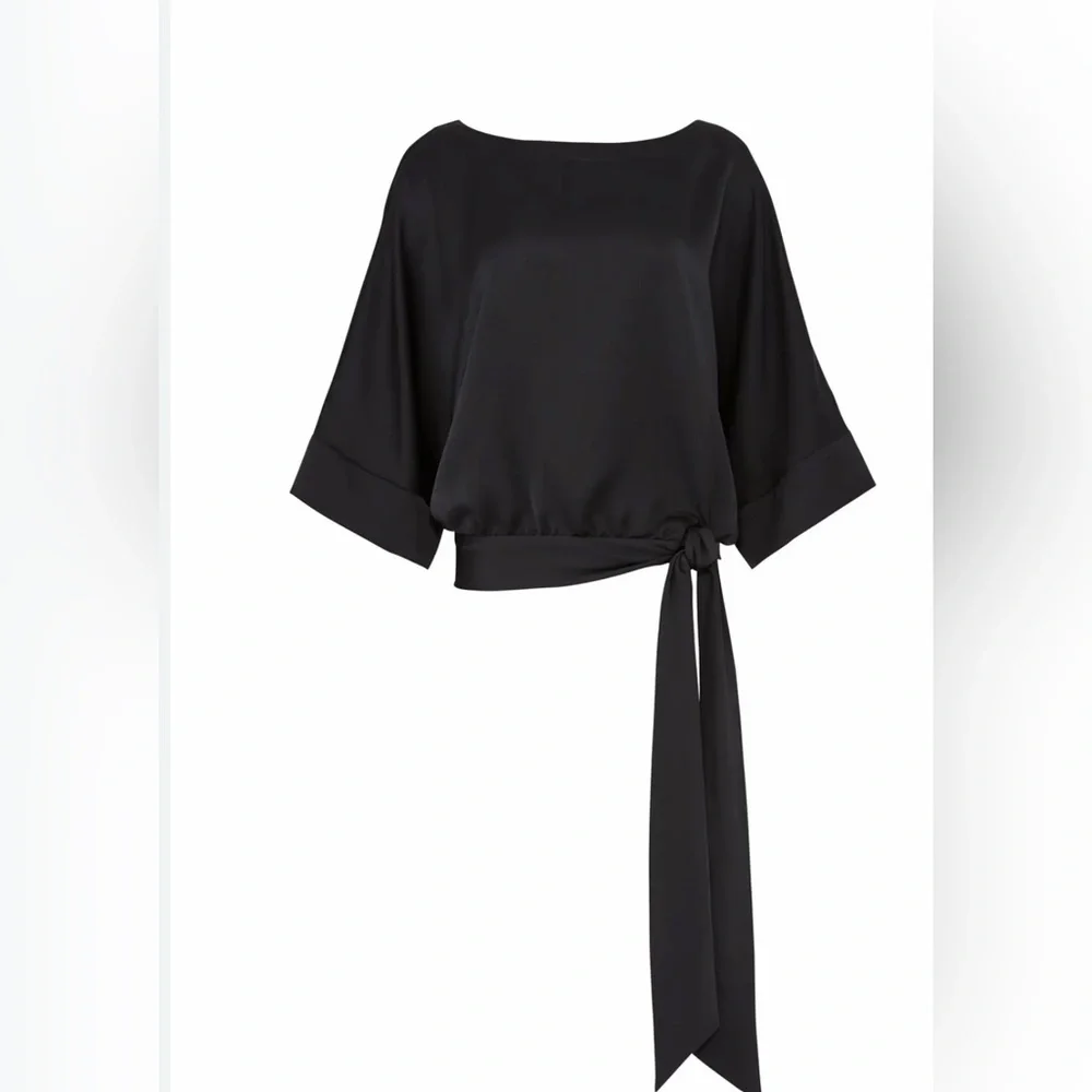 Trina Turk XS Black Women's Blouse with Tie Detail - Picture 1 of 6